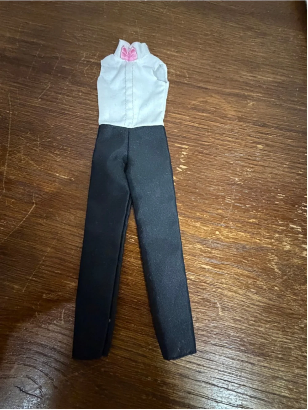Vintage Ken Doll Tuxedo Jumpsuit Black Pants Pink Bow Formal Outfit Barbie Matte